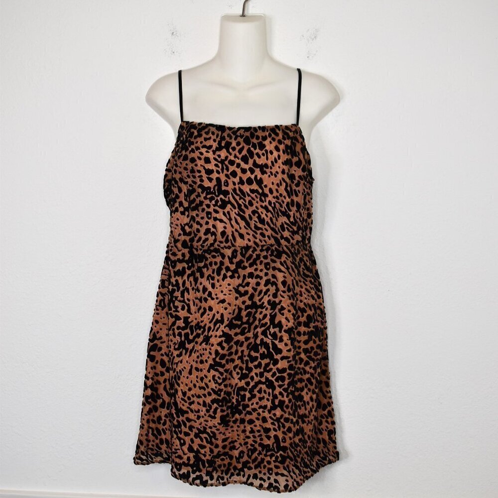 Lush Leopard Dress Sz L Crushed Velvet Adjustable Straps Party Cocktail Holiday